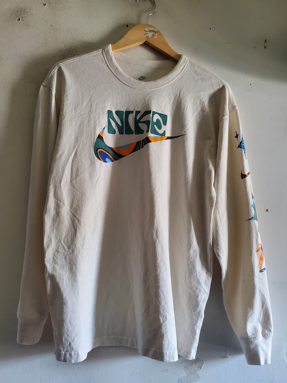 Nike  Loose Fit Long Sleeve Graphic Tee with Multicolor Swoosh